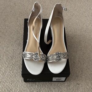 Betsey Johnson White Crystal Embellished Heels